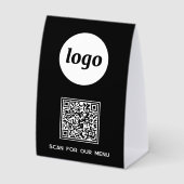 Plaque De Table Logo Code QR Entreprise Scannez pour Menu (Recto)