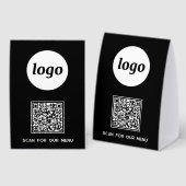 Plaque De Table Logo Code QR Entreprise Scannez pour Menu (Recto/verso)