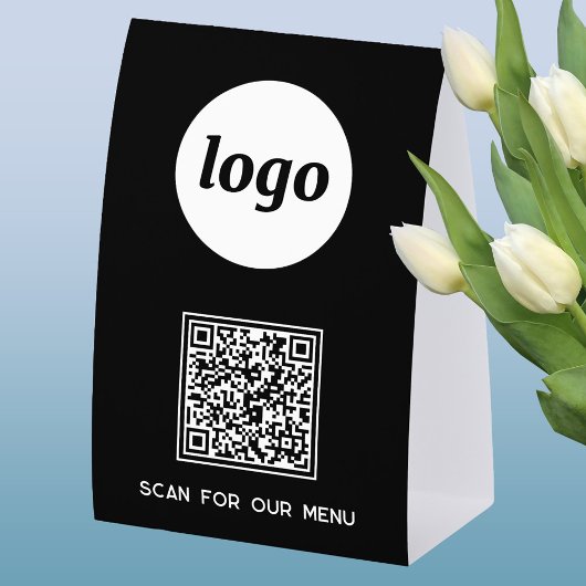 Plaque De Table Logo Code QR Entreprise Scannez pour Menu