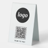 Plaque De Table Logo Code QR Entreprise Scannez pour Payer (Verso)