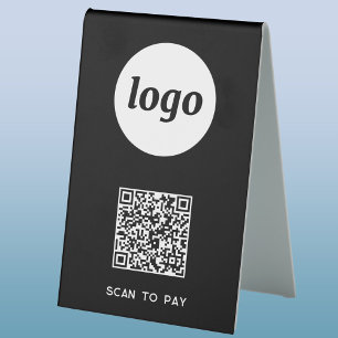 Plaque De Table Logo Code QR Entreprise Scannez pour Payer