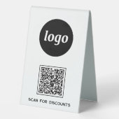Plaque De Table Logo Code QR Entreprise Scannez pour Réductions (Verso)