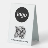 Plaque De Table Logo Code QR Entreprise Scannez pour Réductions (Recto)