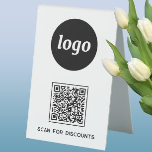 Plaque De Table Logo Code QR Entreprise Scannez pour Réductions