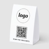 Plaque De Table Logo Code QR Entreprise Scannez pour Réductions (Verso)