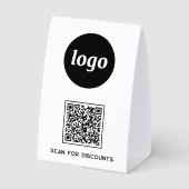 Plaque De Table Logo Code QR Entreprise Scannez pour Réductions (Verso)