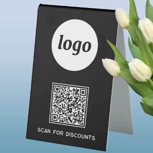 Plaque De Table Logo Code QR Entreprise Scannez pour Réductions No