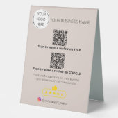 Plaque De Table Logo code QR examen des entreprises GOOGLE et YELP (Recto)