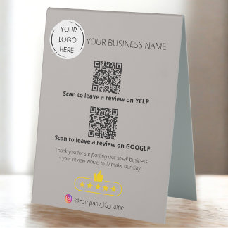 Plaque De Table Logo code QR examen des entreprises GOOGLE et YELP