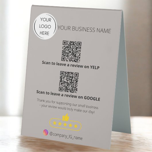 Plaque De Table Logo code QR examen des entreprises GOOGLE et YELP