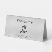 Plaque De Table Logo commerce argent métal ouvert bureau fermé (Recto)