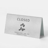 Plaque De Table Logo commerce argent métal ouvert bureau fermé (Verso)