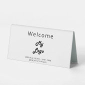 Plaque De Table Logo commerce blanc noir ouvert bureau fermé (Recto)