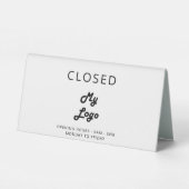 Plaque De Table Logo commerce blanc noir ouvert bureau fermé (Verso)