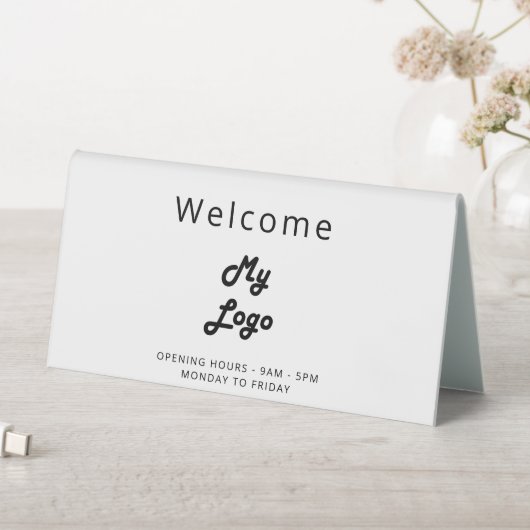 Plaque De Table Logo commerce blanc noir ouvert bureau fermé (En SItu (Tableau))