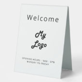 Plaque De Table Logo commerce blanc noir ouvert fermé (Recto)