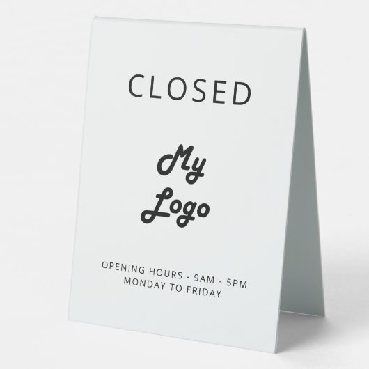 Plaque De Table Logo commerce blanc noir ouvert fermé (Verso)
