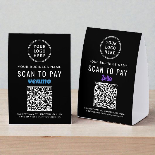 Plaque De Table Logo commercial Venmo Zelle Code QR Scan Paiement