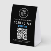 Plaque De Table Logo commercial Venmo Zelle Code QR Scan Paiement (Recto)