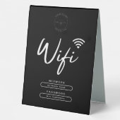 Plaque De Table Logo d'affaires moderne noir et blanc Détails Wifi (Verso)
