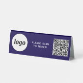 Plaque De Table Logo de code QR Analyse d'entreprise pour examiner (Verso)