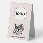 Plaque De Table Logo de code QR Analyse d'entreprise pour le menu (Verso)