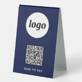 Plaque De Table Logo de code QR Analyse d'entreprise pour payer bl (Recto)