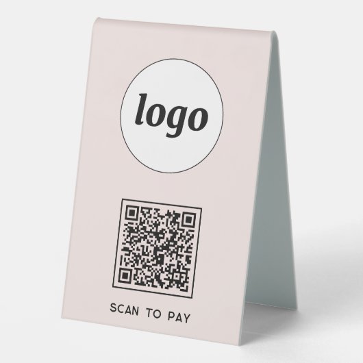 Plaque De Table Logo de code QR Analyse d'entreprise pour payer ro (Verso)