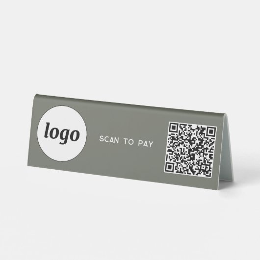 Plaque De Table Logo de code QR Analyse d'entreprise pour payer Sa (Verso)