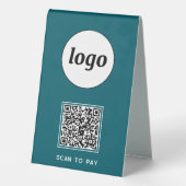 Plaque De Table Logo de code QR Analyse d'entreprise pour payer ve (Verso)