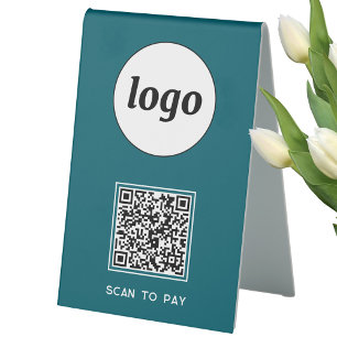 Plaque De Table Logo de code QR Analyse d'entreprise pour payer ve