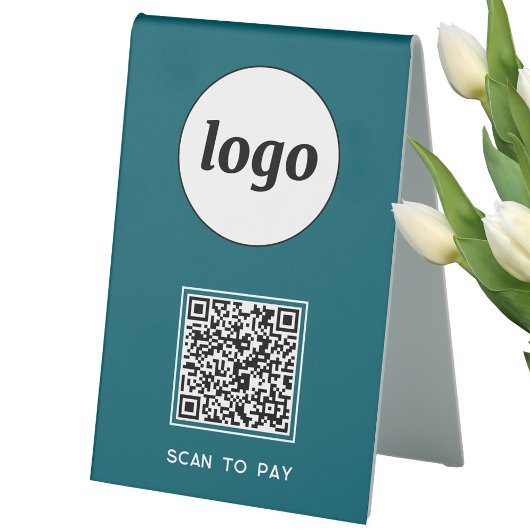Plaque De Table Logo de code QR Analyse d'entreprise pour payer ve