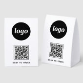 Plaque De Table Logo de code QR Entreprise Scannez pour commander (Recto/verso)