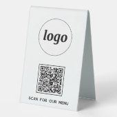Plaque De Table Logo de code QR Entreprise Scannez pour le menu (Verso)
