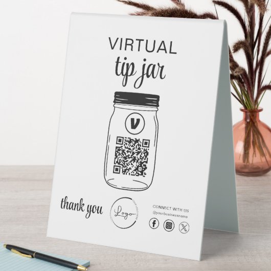 Plaque De Table Logo de code QR Jar de conseil virtuel (En SItu (Tableau))