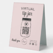 Plaque De Table Logo de code QR Jar de conseil virtuel rose (Recto)