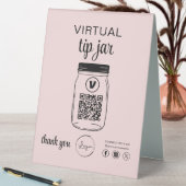 Plaque De Table Logo de code QR Jar de conseil virtuel rose (En SItu (Tableau))
