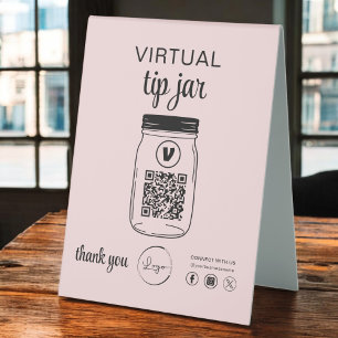 Plaque De Table Logo de code QR Jar de conseil virtuel rose