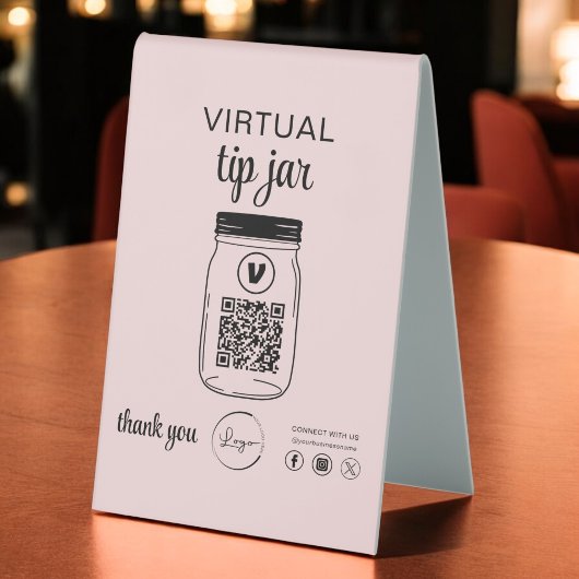 Plaque De Table Logo de code QR Jar de conseil virtuel rose