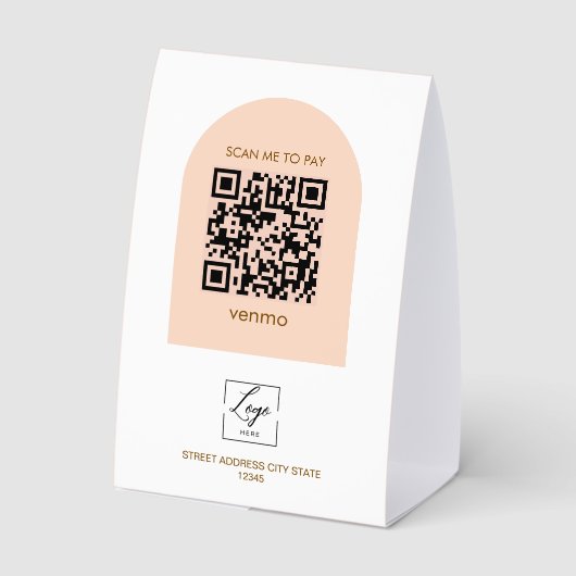 Plaque De Table Logo de code QR photo rose d'architecture moderne, (Verso)