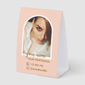 Plaque De Table Logo de code QR photo rose d'architecture moderne, (Recto)