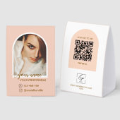 Plaque De Table Logo de code QR photo rose d'architecture moderne, (Recto/verso)