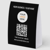 Plaque De Table Logo de code QR simple noir pour site web sur prés (Arrière)