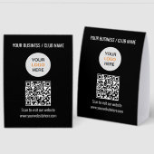 Plaque De Table Logo de code QR simple noir pour site web sur prés (Recto/Verso)