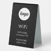 Plaque De Table Logo de code WiFi Business Internet Noir (Verso)