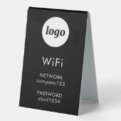 Plaque De Table Logo de code WiFi Business Internet Noir (Recto)