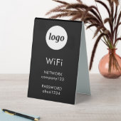 Plaque De Table Logo de code WiFi Business Internet Noir (En SItu (Tableau))