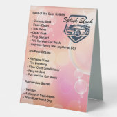 Plaque De Table Logo de lavage automatique de voiture | Service de (Recto)