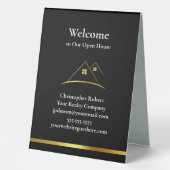 Plaque De Table Logo de maison d'or moderne Immobilier (Recto)