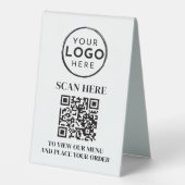 Plaque De Table Logo de menu sans contact moderne Code QR (Recto)